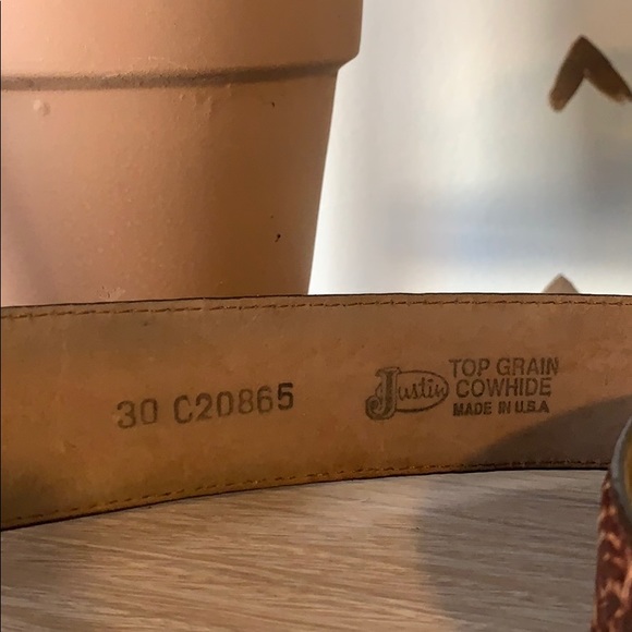 Vintage Justin Tooled Brown Belt - Picture 3 of 4